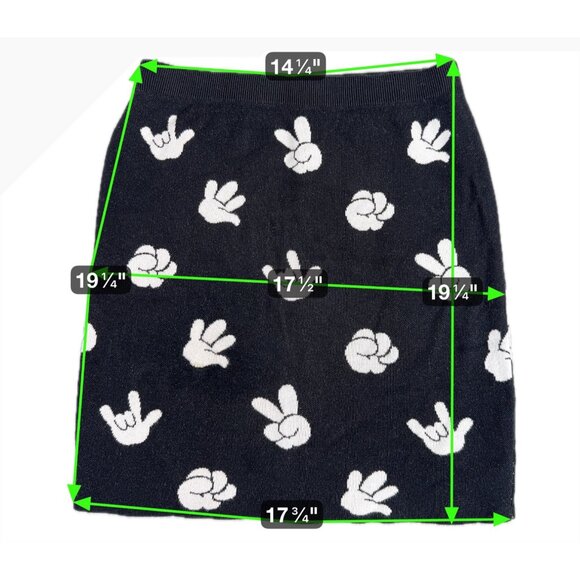 Puella Knit Soft Skirt Womens Black & White W/Character Hand Gesture Print - Picture 2 of 7